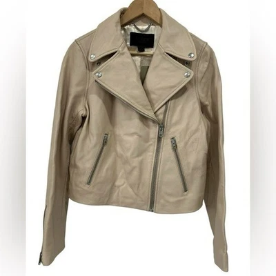 J. Crew $550 Collection Leather Motorcycle Jacket - Moroccan Sand - FLAW - 8 - Image 1 of 4