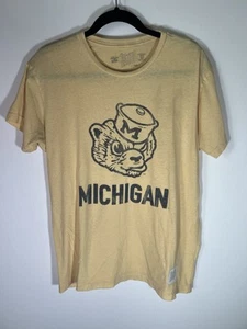 The Original Retro Brand yellow MIchigan Wolverines distressed tshirt sz L - Picture 1 of 11