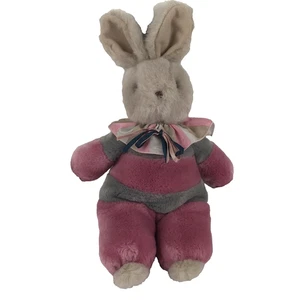 Vintage Applause Marzipan Bunny Rabbit 14'' Plush Pink Blue Stripe Collar - Picture 1 of 8
