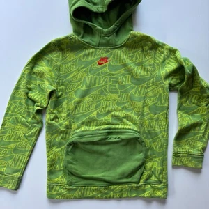 NIKE French Terry Pullover Hoodie Boys Large Sweatshirt Green Large Pocket Kids - Picture 1 of 14