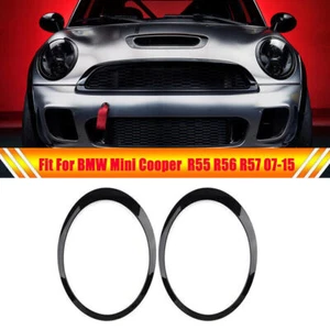 2x Headlight Trim Ring Left&Right For Mini Cooper R55 R56 2007-15 Glossy Black - Picture 1 of 6