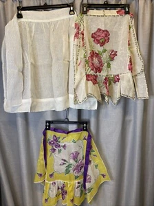 Vintage Lot Of 3 Sheer Half Aprons 1950s Handmade - Picture 1 of 8