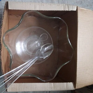 Set insalatiera gourmet in vetro Indiana vintage in scatola originale come da ritrovamento - Foto 1 di 14