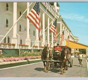 Grand Hotel Mackinac Island, Michigan cavallo e carrozza 1963 cartolina d'epoca UNP - Foto 1 di 4