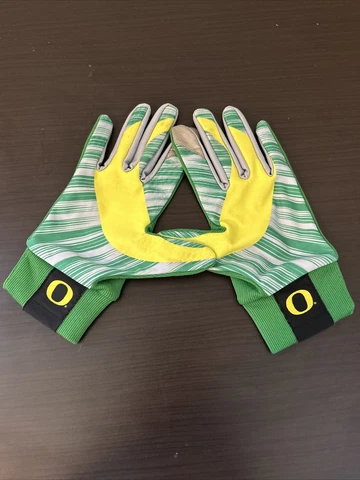 Nike Oregon Ducks Stadium Tech Gloves - Size Small - Green White Cover