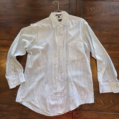 Camisa De Colección 417 Van Heusen Manga Larga Abotonada Para Hombre Azul/Blanco Rayas 15.5 32/33 Foto 1 de 4