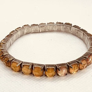 PD PREMIER DESIGNS Stretch Tennis Bracelet Orange Gemstone Prong Settings Signed - Picture 1 of 6