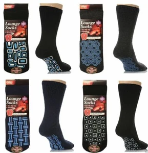 6 Paar Herren Thermo Fleece Lounge Bett Hausschuhe Socken mit Gummigriffen auf Sohle - Bild 1 von 1