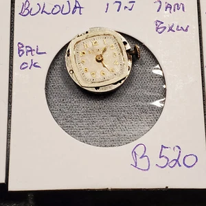 LADIES BULOVA 17j 7AM BXW WRIST WATCH MOVEMENT #B520 - Picture 1 of 2