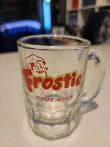 Taza de refresco de cerveza Frostie Root de vidrio vintage retro original 5" amarillo rojo BONITA - Imagen 1 de 8