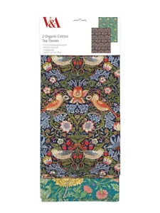 V&A William Morris Designs Set of 2 Organic Cotton Tea Towels - Picture 1 of 1