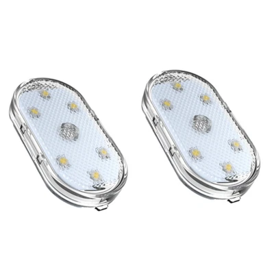 2PCS Magnetic Car 6LED Touch Light Interior USB Rechargeable Reading Dome Light - Image 1 of 4