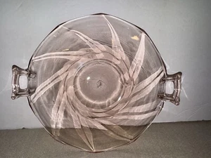Vintage Heisey Pink Flamingo Depression Glass Handled Vintage 6 3/4” Plate/bowl - Picture 1 of 16