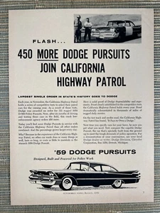 Dodge D-500 Police Pursuit Car California Highway Patrol 1959 Vintage Print Ad - Picture 1 of 1
