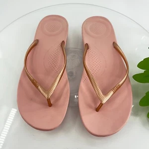 Fitflop Womens Surfa Sandal Size 11 Pink Gold Thong Slide Flip Flop Toning - Picture 1 of 10