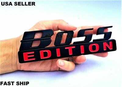BOSS EDITION Black Fit All Vehicles logo CUSTOM EMBLEM TailGate Symbol Decal - Image 1 of 4