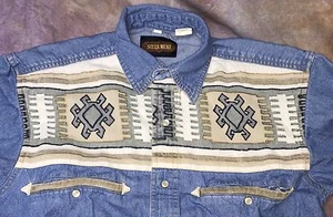 Steer West Vintage Western Snap Shirt Rockabilly Rodeo Cowboy Tribal Navajo Gr. S - Bild 1 von 7