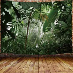 Tapiz de bosque tropical colgante de pared póster de fondo extra grande hoja de naturaleza - Imagen 1 de 6