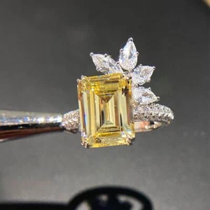 Braut Couture Smaragdschliff Citrin Promi Special Ring 935 Argentium Silber - Bild 1 von 7