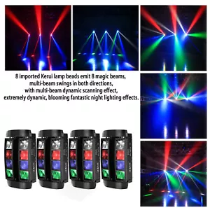 RGBW 8 LEDs Spider Moving Head Light Stage Beam Lighting DMX Disco Bar DJ Lamp - Picture 1 of 16