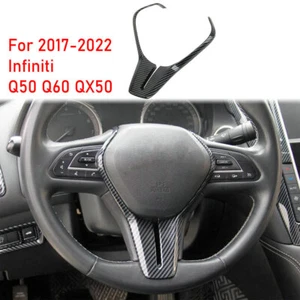 Real Carbon Fiber Car Steering Wheel Trim Cover For Infiniti Q50 Q60 QX50 2017+ - Picture 1 of 11