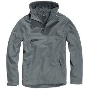 Brandit Táctico Windbreaker Encapuchado Anorak Hombres Chaqueta Antracita Gris - Imagen 1 de 9