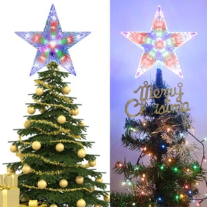 Christmas Tree Topper Hollowed Xmas Tree Star Topper Ornaments Party Tree Decor - Picture 1 of 19