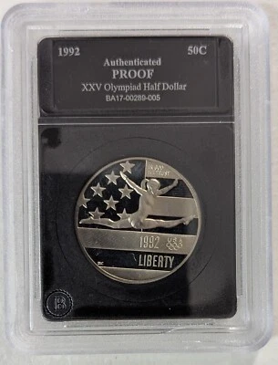 1992 Authenticated Proof XXV Olympiad Half Dollar BA 17-00289-005 - Image 1 of 2