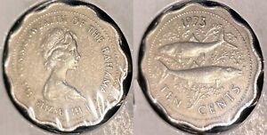 Bahamas 1973 10 Cents - Elizabeth II KM-39 Copper-nickel XF #BB16 - US Seller