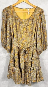 Spicy Sugar Mini Yellow And Purple Tones Paisley Pattern Summer Dress Size 14 - Picture 1 of 12