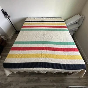 Vintage Hudson Bay gestreifter Stil Wolldecke 4 Punkt 85X70 - Bild 1 von 6