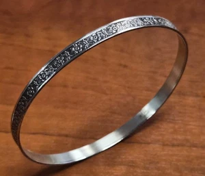 Vintage Signed BEAU Sterling Silver 925 Daisy Flower Pattern Bangle Bracelet 8" - Picture 1 of 8