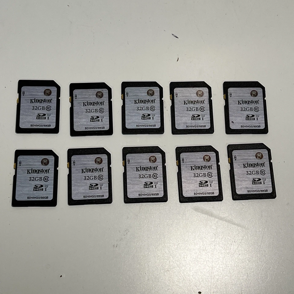 LOT OF 10 Kingston Digital 32GB SDHC Class10 HD 45MBs SD Memory Card (G11:3) - Image 1 of 4