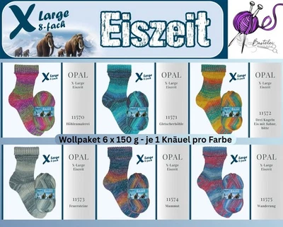 Wollpaket Sockenwolle "Opal XLarge Eiszeit" 8fach 6x150g  mulesingfrei - Bild 1 von 4