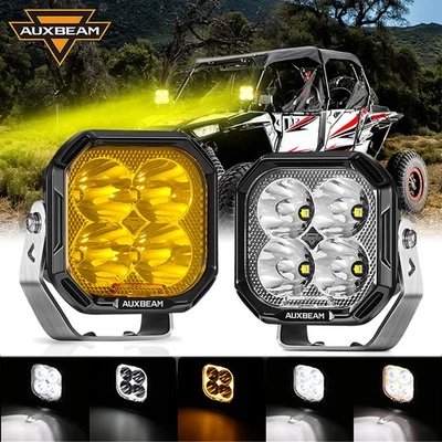 2pcs AUXBEAM 3" LED Pods + Amber Turn Signal Light for Can Am Maverick X3 - Image 1 of 4