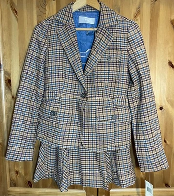 DKNY City NUEVO CON ETIQUETAS Conjunto de Falda Blazer de Dos Piezas Mezcla de Lana a Cuadros Era Y2K Para Mujer Talla 4 Foto 1 de 4