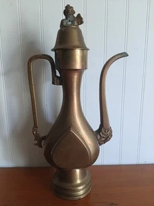 19th Century Chinese Qing Gilt Bronze Slim Genie Dragon Teapot Mom Dad Gift Idea - Picture 1 of 15