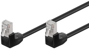 5 câbles réseau CAT 5e, coudé à 90°, F/UTP ; CAT 5-0100 F/UTP (2x90°) noir 1 m - Photo 1/1