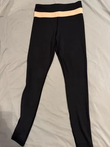 Leggings ZYIA ACTIVE taglia 6-8 neri con righe rosa pesca - Foto 1 di 6