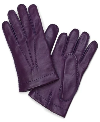 RARO Brooks Brothers PÚRPURA Guantes de Cuero de Cordero, Forro de Cachemira, S/M, Italia Foto 1 de 4