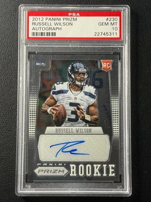 RUSSELL WILSON PSA 10 2012 PANINI PRIZM #230 ROOKIE AUTOGRAPH RC AUTO GEM /250 - Image 1 of 2