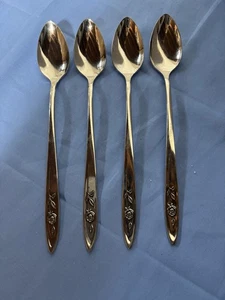 Oneida Community "MY ROSE" Stainless Betty Crocker Iced Tea Spoons - Set of 4 - Picture 1 of 5