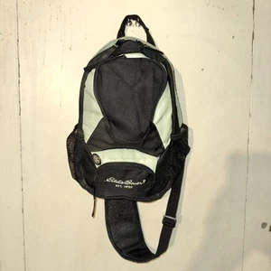 Eddie Bauer Shoulder Sling Hiking Bag Travel Black Green 2 Water Bottle Holders - Picture 1 of 9