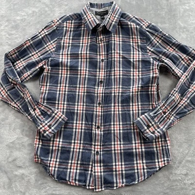 Banana Republic Shirt Mens Small Slim Fit Blue Herringbone Plaid 100% Cotton - Image 1 of 4