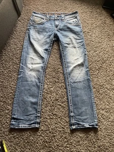 Pantalones de mezclilla Rock Revival 32 Jax ajustados rectos bordados para hombre - Imagen 1 de 11