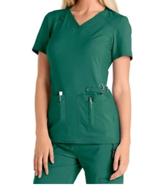 Cherokee Women's Iflex V-Neck Knit Panel Scrub Top Hunter Green 2xl - Image 1 of 2