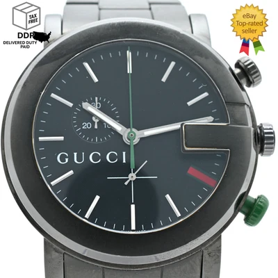 Reloj De Colección [Exc+5] GUCCI 101M YA101331 Esfera Negra Cronógrafo Cuarzo Para Hombre 53mm Foto 1 de 4