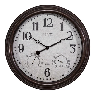 La Crosse Clock 15 Inch Indoor/Outdoor Wall Clock with Brown - Image 1 of 4