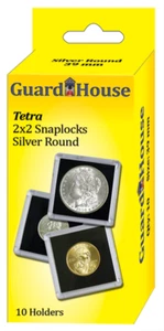 Guardhouse Tetra Snap Lock 2x2 Silver Round 39mm Coin Holder 10 Pack - Picture 1 of 1