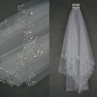2 couches longueur coude blanc/ivoire perles bord mariage voile de mariage avec peigne neuf